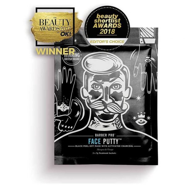 Barber Pro Face Putty Black Peel-Off Mask With Activated Charcoal 3 Applications