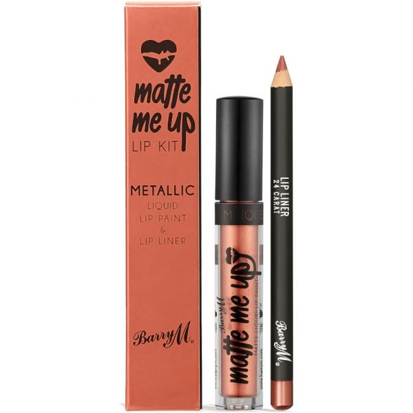 Barry M Cosmetics Matte Me Up Metallic Lip Kit Various Shades 24 Carat
