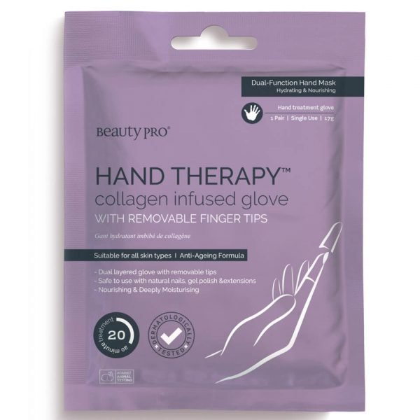 Beautypro Hand Therapy Collagen Infused Glove With Removable Finger Tips 1 Pair