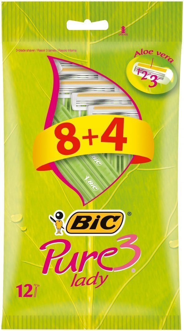 Bic Pure 3 Lady Varsiterä 8+4 Kpl