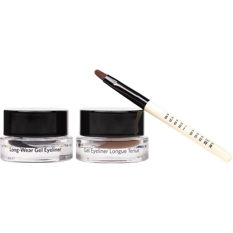 Bobbi Brown Long-Wear Gel Eyeliner Set 2 x Eyeliners 3g Eyeliner Brush