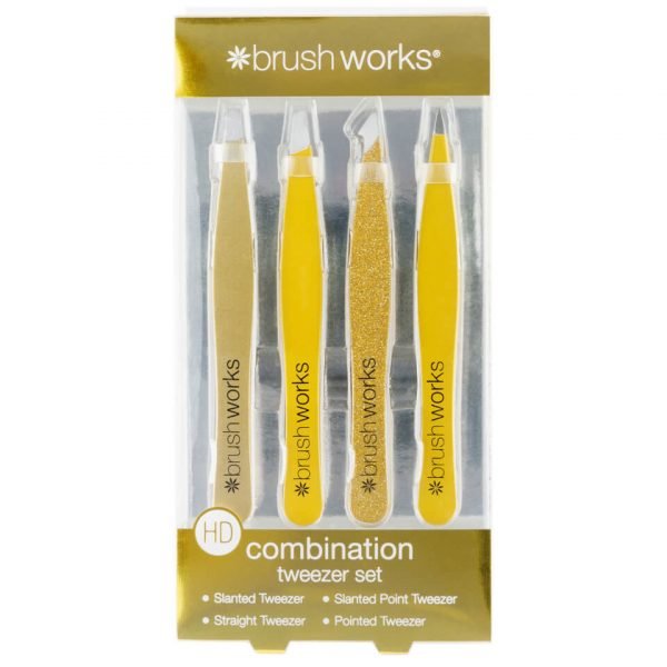 Brushworks Hd Combination Tweezer Set Gold
