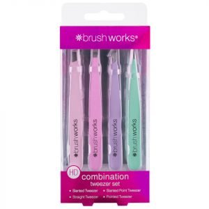 Brushworks Hd Combination Tweezer Set Pastels
