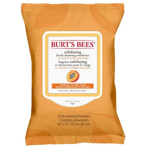 Burt's Bees Facial Cleansing Towelettes Peach And Willow Bark 25 Count