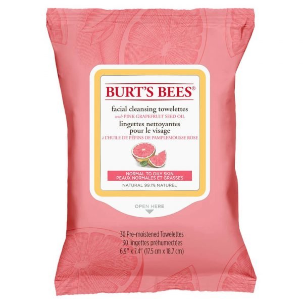 Burt's Bees Facial Cleansing Towelettes Pink Grapefruit 30 Count