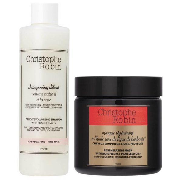 Christophe Robin Regenerating Mask 250 Ml And Delicate Volumizing Shampoo With Rose Extracts 250 Ml