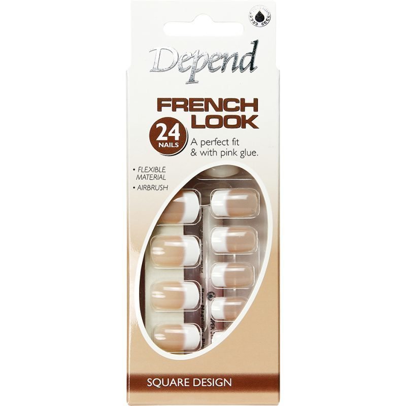 Depend French Look 2 Artificial Nails Beige Square Design 24 Nails