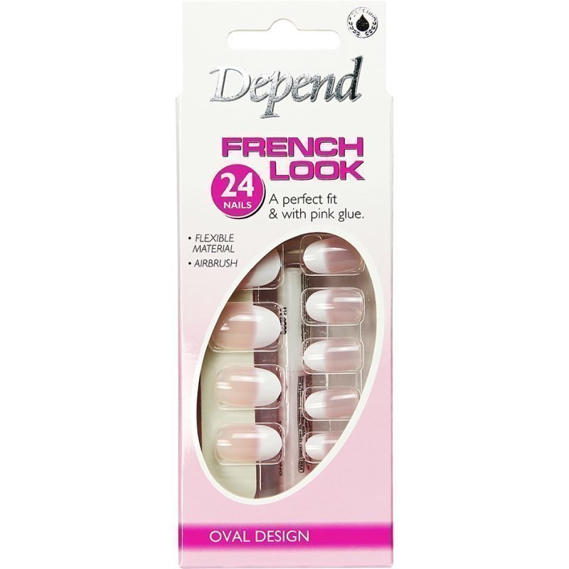 Depend French Look Artificial Nails Pink Oval Design 24 Nails