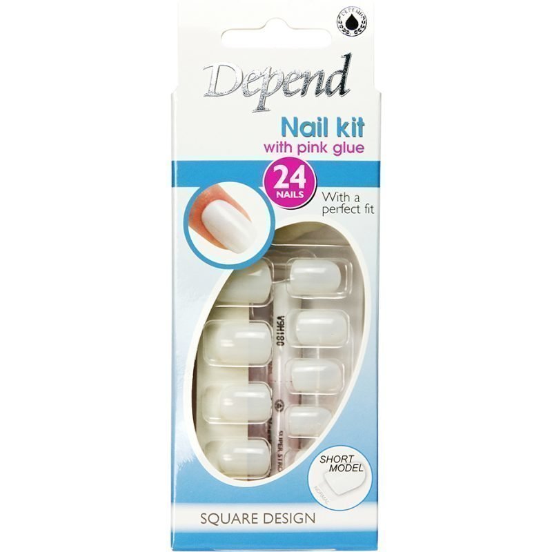 Depend Nail Kit Artificial Nails Short Square Design 24 Nails