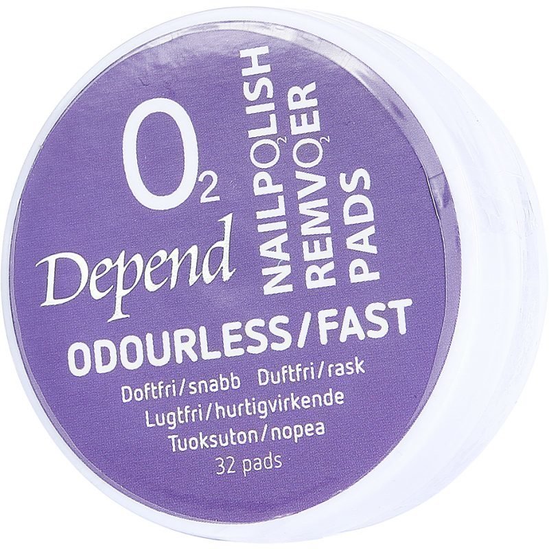 Depend O2 Nail Polish Remover Odourless/Fast 32 Pads