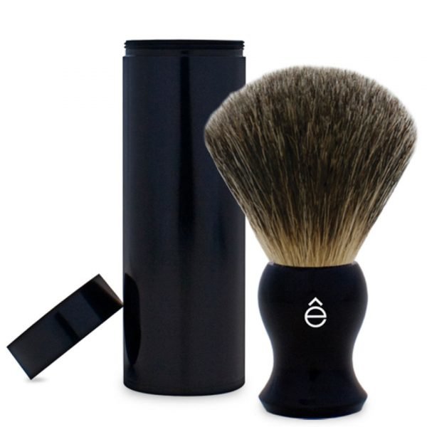 E-Shave Fine Badger Travel Shaving Brush With Canister Black