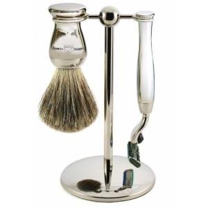 Edwin Jagger 3pc Set Mach 3 Razor Nickel Plated