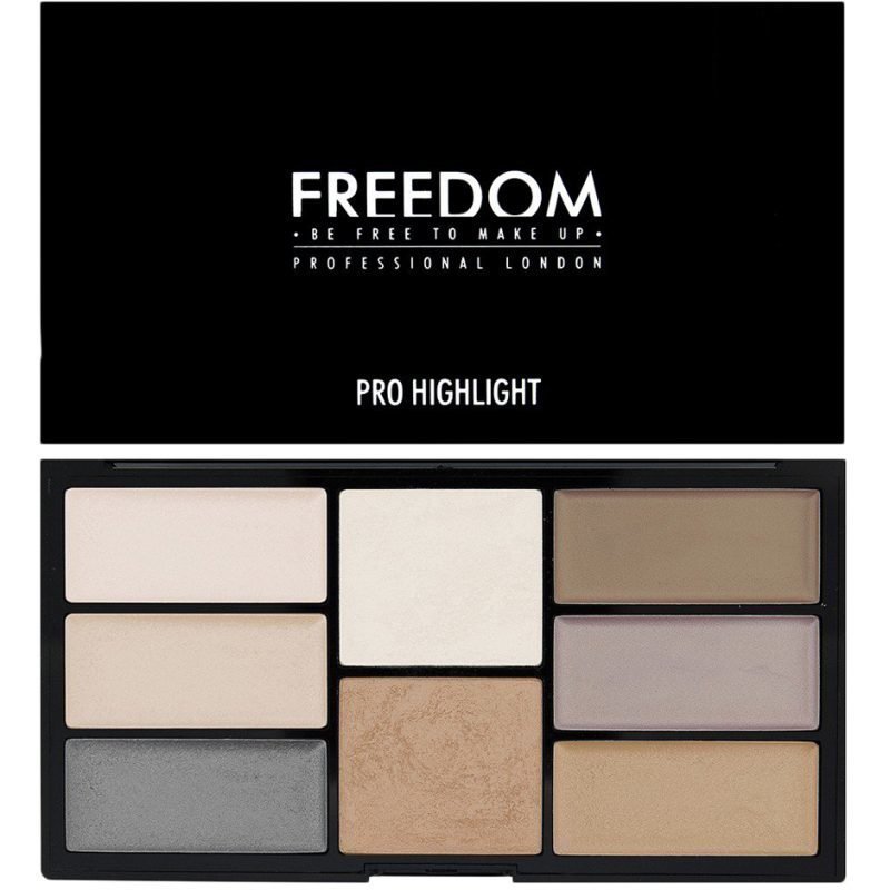 Freedom Makeup London Pro Creme & Highlight 6 Creme To Powder Highlight & 2 Baked Highlight In Pro Palette