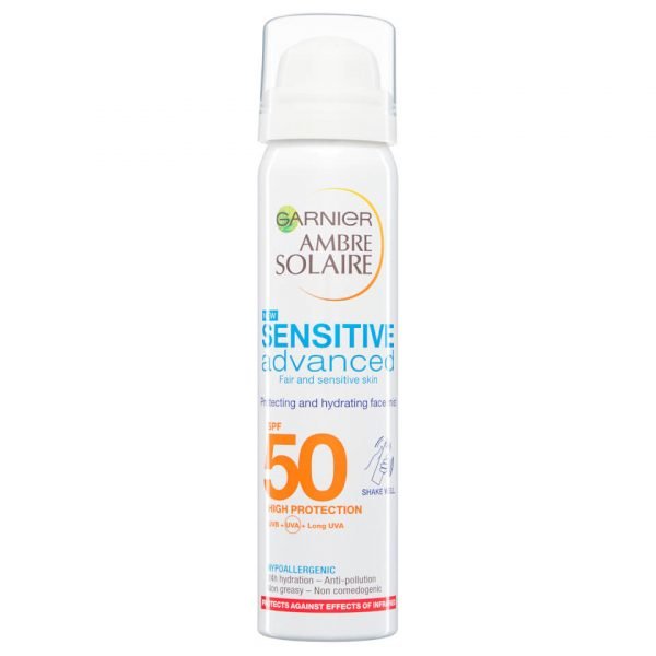 Garnier Ambre Solaire Sensitive Hydrating Face Sun Cream Mist Spf 50 75 Ml