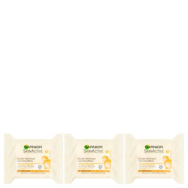 Garnier Micellar Oil-Infused Cleansing Face Wipes 25 Wipes 3 Pack