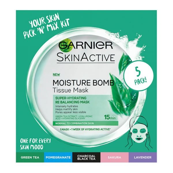 Garnier Moisture Bomb Hydrating Sheet Masks Selection Box X 5