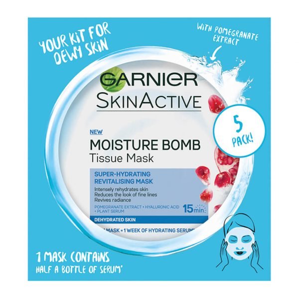 Garnier Moisture Bomb Pomegranate Hydrating Sheet Mask X 5