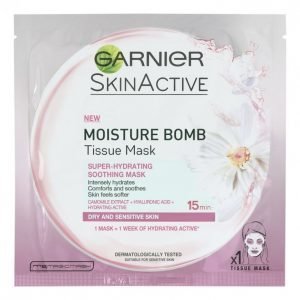 Garnier Skin Active Moisture Bomb Kosteuttava Kangasnaamio Kuivalle Ja Herkälle Iholle 32 G