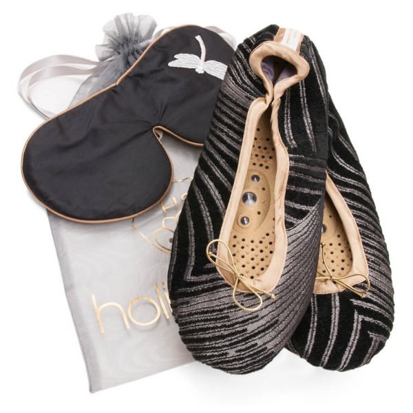 Holistic Silk Eye Mask Slipper Gift Set Black Various Sizes L