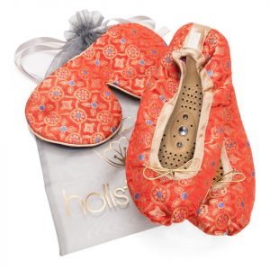 Holistic Silk Eye Mask Slipper Gift Set Tibetan Orange Various Sizes L