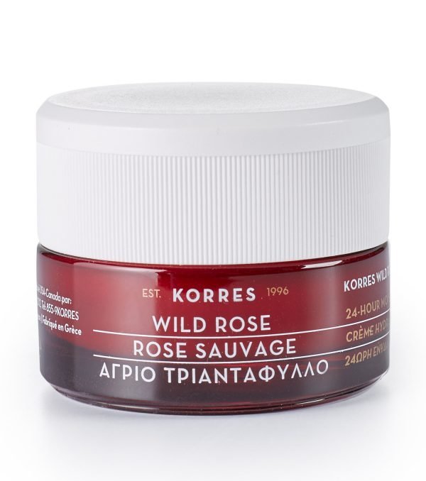 Korres Wild Rose 24 Tunnin Kosteuttava Ja Kirkastava Voide Rasvaiselle Ja Sekaiholle 40 Ml