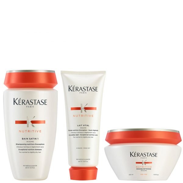 Kérastase Nutritive Bain Satin 1 250 Ml Nutritive Lait Vital And Masquintense Cheveux Fins For Thin Hair 200 Ml