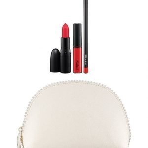 Mac Keepsakes/Red Lip Bag Meikkipussi Ja Kolme Huulituotetta