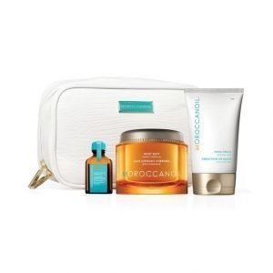 Moroccanoil Renew Collection Body Buff Vartalonkuorinta + Hand Cream Käsivoide + Treatment Hiusöljy