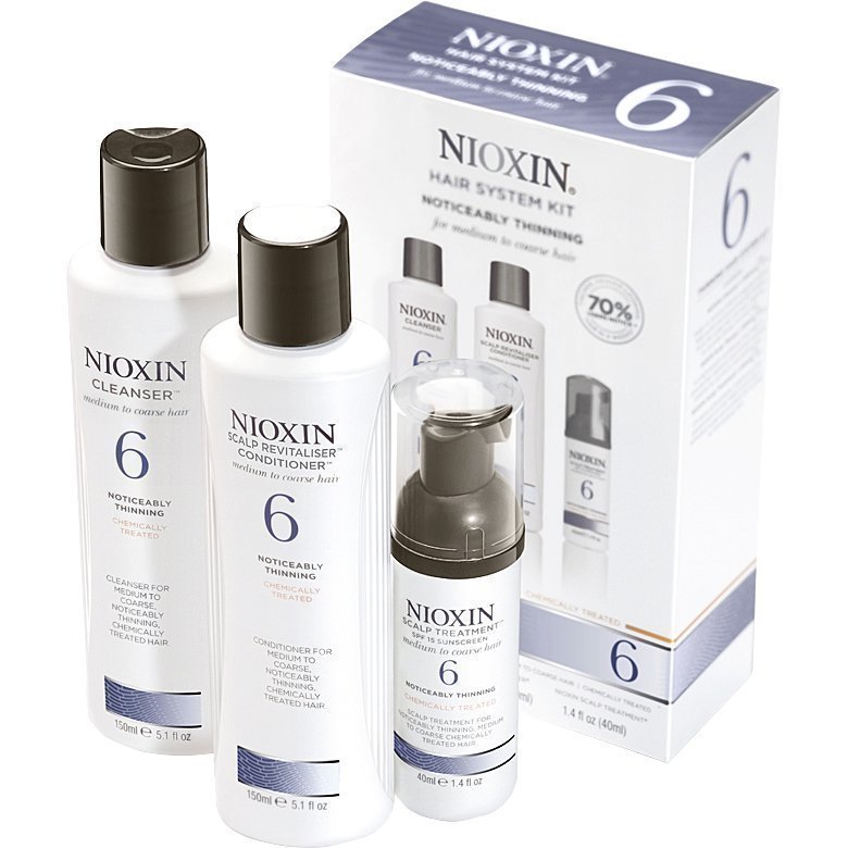 Nioxin Hair System Kit 6 (Medium to Coarse Hair) Cleanser 150ml Scalp Revitaliser Conditioner 150ml Scalp Treatment 40ml