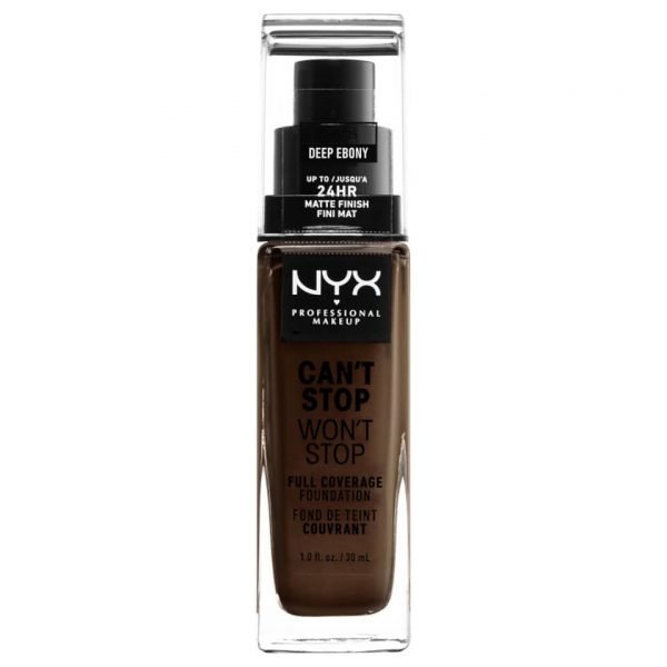 Nyx Professional Makeup Can't Stop Won't Stop 24 Hour Foundation Various Shades Deep Ebony