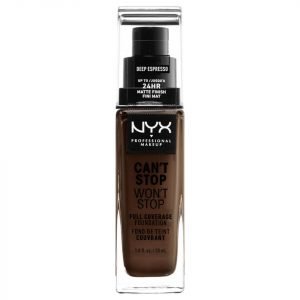 Nyx Professional Makeup Can't Stop Won't Stop 24 Hour Foundation Various Shades Deep Espresso