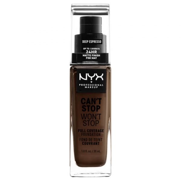 Nyx Professional Makeup Can't Stop Won't Stop 24 Hour Foundation Various Shades Deep Espresso