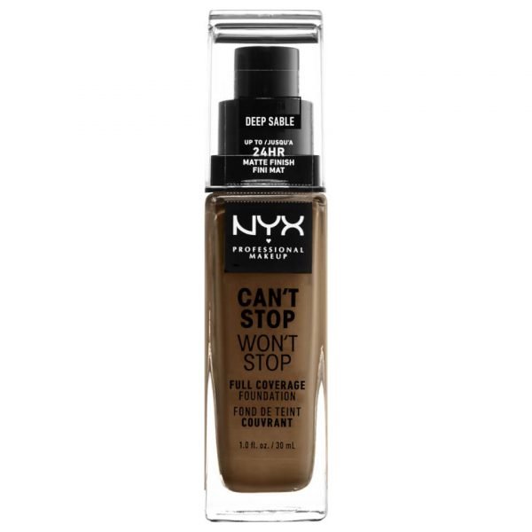 Nyx Professional Makeup Can't Stop Won't Stop 24 Hour Foundation Various Shades Deep Sable