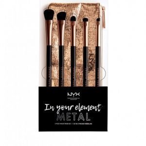 Nyx Professional Makeup In Your Element Metallics Eye Brush Set Meikkisivellinsetti Musta