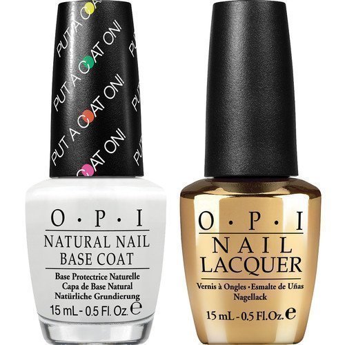 OPI Nail Lacquer Don't Speak 18K Gold Top Coat + Base Coat