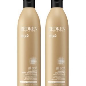 Redken All Soft Shampoo Ja Hoitoaine 500 + 500 ml Jättikoko