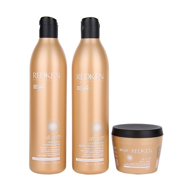 Redken All Soft Trio Shampoo 500ml Conditioner 500ml Heavy Cream 250ml