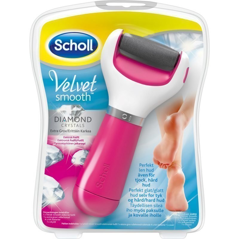 Scholl Velvet Smooth Diamond Crystals Electric Footfile (4xAA Batteries Included) (Extra Rough)