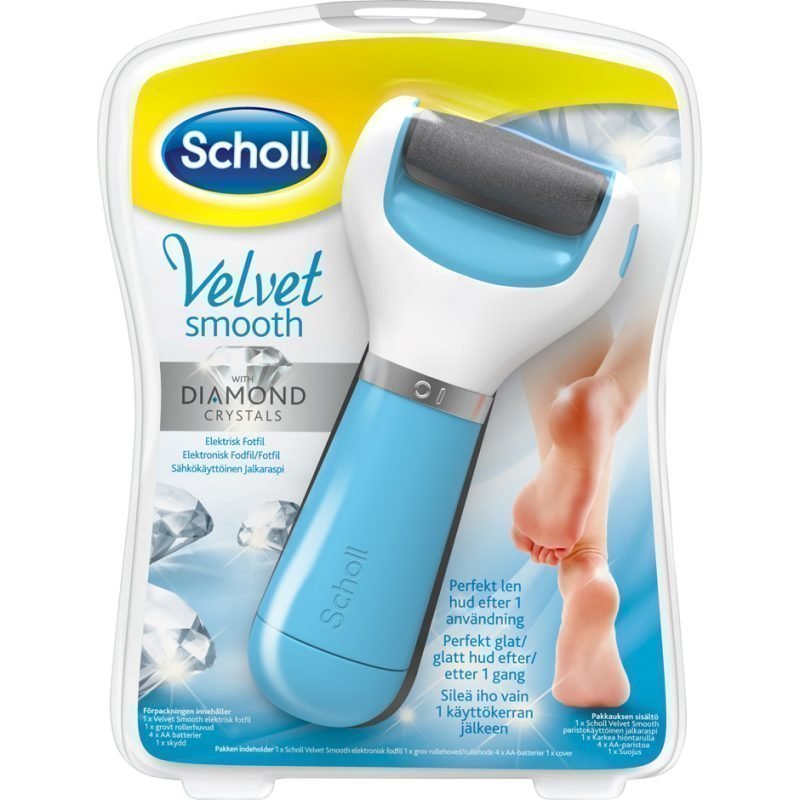 Scholl Velvet Smooth Diamond Crystals Electric Footfile (4xAA Batteries Included) (Medium)