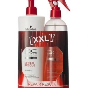 Schwarzkopf Bonacure Repair Rescue Xxl Pakkaus: Shampoo 500 ml + Hoitosuihke 400 ml