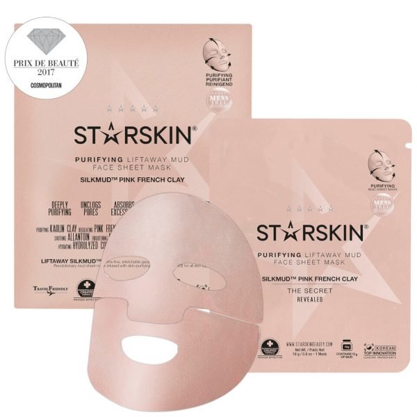 Starskin Silkmud™ Pink French Clay Purifying Liftaway Mud Face Sheet Mask
