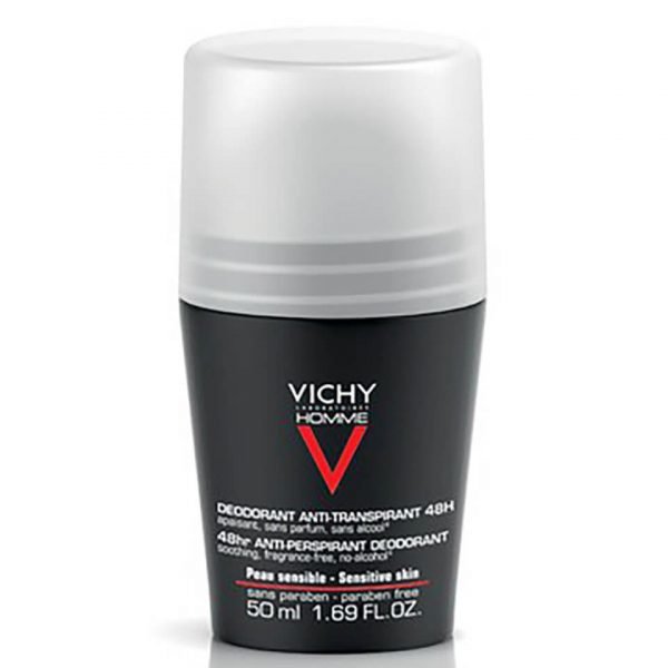 Vichy Homme Men's Deodorant Extreme-Control Anti-Perspirant Roll-On Sensitive Skin 50 Ml