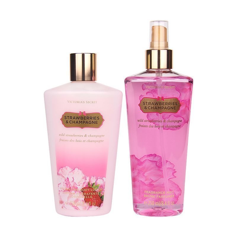 Victoria's Secret Strawberries & Champagne Duo Body Mist 250ml Body Lotion 250ml