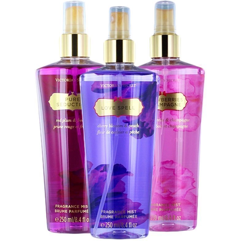 Victoria's Secret Victoria's Secret Trio Love Spell Pure Seduction Strawberries & Champagne Body Mist 250ml