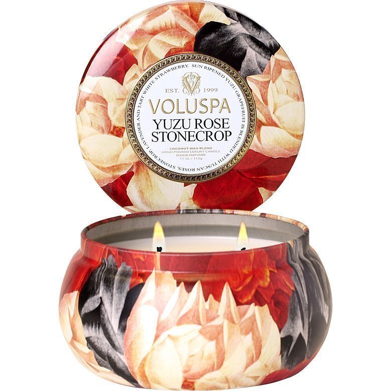 Voluspa Yuzo Rose StonecropWick Maison Metallo Candle 312g