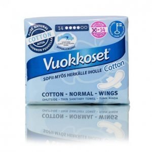 Vuokkoset Cotton Normal Wings Terveysside 14 Kpl